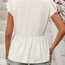 VCAY Camisa Solida Con Cuello En V, Mangas Anchas Y Sin Hombros