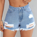 Short De Mezclilla Con Bordes Crudos Y Deshilachados