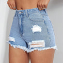 Short De Mezclilla Con Bordes Crudos Y Deshilachados