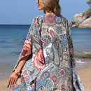 VCAY Camisa Estilo Resort Con Impresion De Paisley, Corte Holgado Con Abertura Lateral, Estilo Bohemio