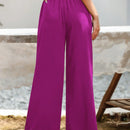 Essnce pantalones casuales sueltos de pierna ancha con bolsillos y cintura fruncida de unicolor para mujeres