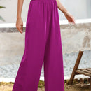 Essnce pantalones casuales sueltos de pierna ancha con bolsillos y cintura fruncida de unicolor para mujeres