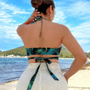 Top De Bikini Corto Con Estampado Floral, Ideal Para Vacaciones En La Playa De Verano