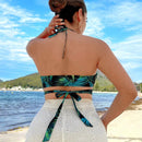 Top De Bikini Corto Con Estampado Floral, Ideal Para Vacaciones En La Playa De Verano