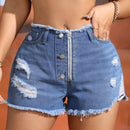 SXY Pantalones Cortos De Mezclilla Rasgados Y Deshilachados A La Moda