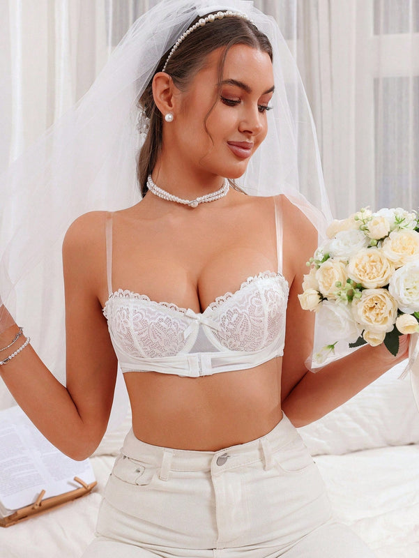 Sosten De Encaje Decorado Con Mariposas Para Mujeres