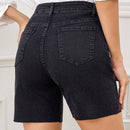 LUNE Pantalones Cortos Casuales De Mezclilla De Pierna Recta