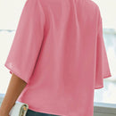 Camisa Para Mujer Con Diseno Drapeado Y Manga Con Campana