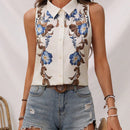 LUNE Blusa Sin Mangas De Estampado Floral Para Mujer