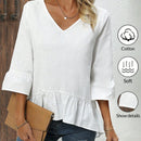 JORESS Camisa De Mujer De Color Solido Con Cuello En V Y Mangas Con Volantes