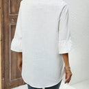 JORESS Camisa De Mujer De Color Solido Con Cuello En V Y Mangas Con Volantes