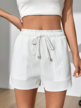 Shorts Casuales Texturizados Con Cintura Con Cordon