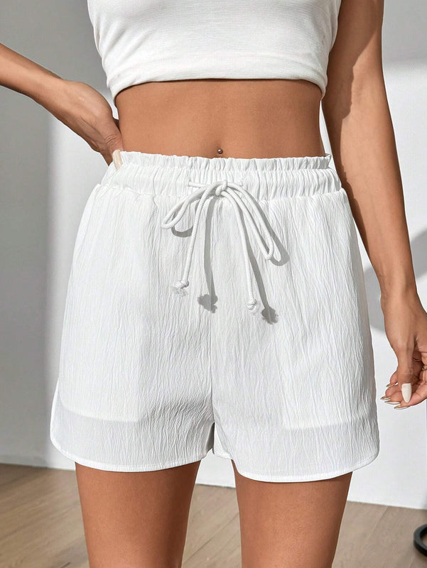 Shorts Casuales Texturizados Con Cintura Con Cordon