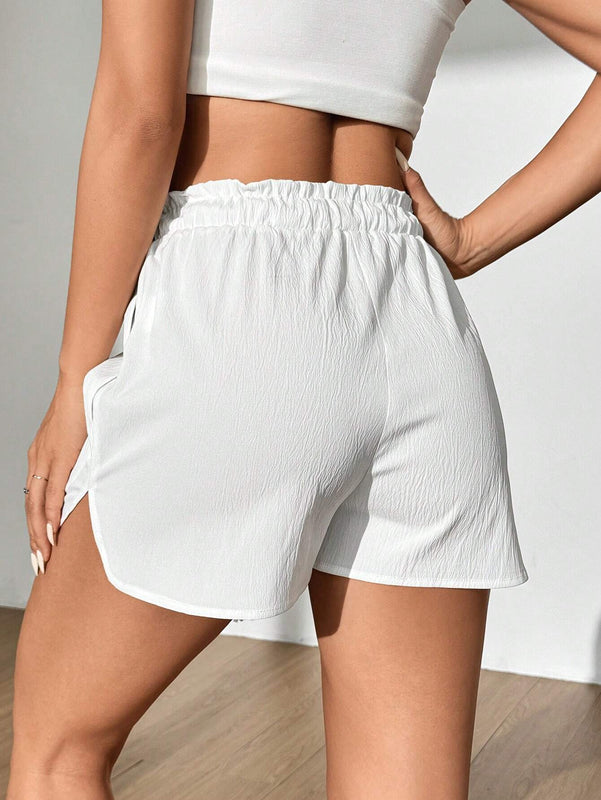 Shorts Casuales Texturizados Con Cintura Con Cordon