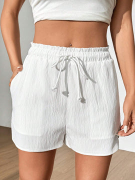 Shorts Casuales Texturizados Con Cintura Con Cordon