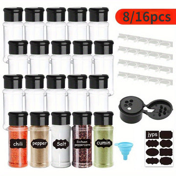 8/16 frascos para especias, botes para condimentos de barbacoa, saleros y pimenteros, dispensador de condimentos, accesorios de cocina