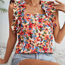 Frenchy Blusa Con Cuello Cuadrado De Impresion Floral Para Mujeres