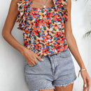 Frenchy Blusa Con Cuello Cuadrado De Impresion Floral Para Mujeres