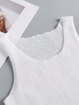 LUNE Chaleco De Sueter Casual De Cuello Redondo De Color Solido