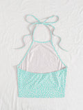 WYWH Pequena Camiseta Sin Espalda Con Cuello Halter Y Estampado Floral