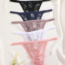 Set de 5 pantaletas de encaje floral con talle bajo sexy para mujer