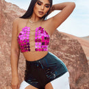 SXY Shorts Pu Colorblock Para Atuendo De Festivales De Musica Y Conciertos