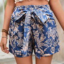 LUNE Shorts De Talle Alto Con Estampado De Botanica Y Cintura Ajustable