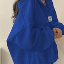 Ezwear sudadera con capucha de manga larga informal con estampado de letra, hombros caidos y cordon, para otono