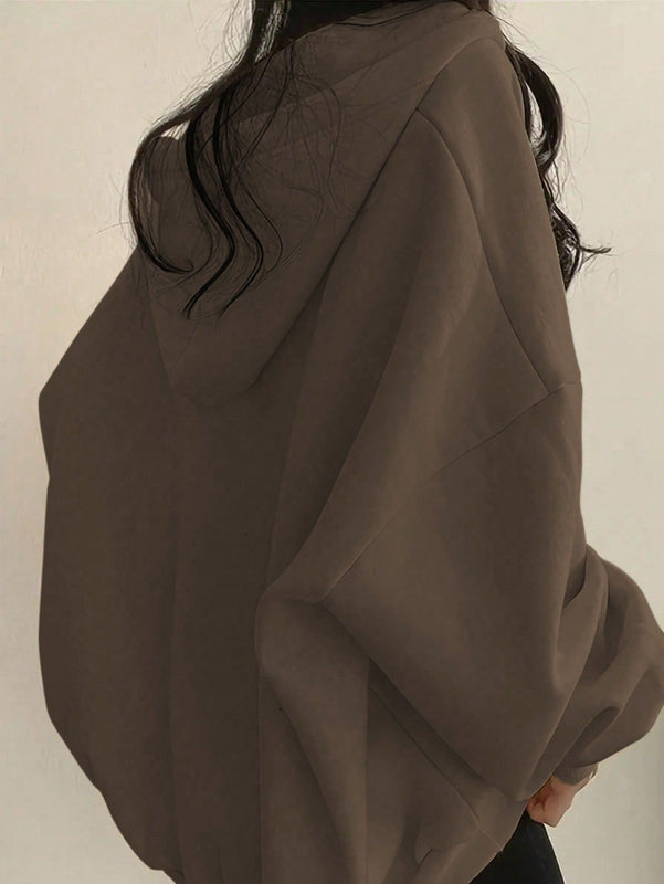 Ezwear sudadera con capucha de manga larga informal con estampado de letra, hombros caidos y cordon, para otono