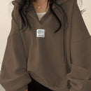 Ezwear sudadera con capucha casual de mujer con bordado de letras, para otono/invierno