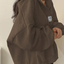 Ezwear sudadera con capucha de manga larga informal con estampado de letra, hombros caidos y cordon, para otono