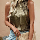 Frenchy Blusa Sin Mangas De Cuello Alto Y Plisado