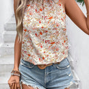Frenchy Blusa Sin Mangas Con Impresion Completa Y Encaje En La Mezcla