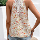 Frenchy Blusa Sin Mangas Con Impresion Completa Y Encaje En La Mezcla