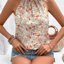 Frenchy Blusa Sin Mangas Con Impresion Completa Y Encaje En La Mezcla