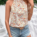 Frenchy Blusa Sin Mangas Con Impresion Completa Y Encaje En La Mezcla