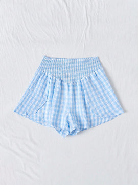 WYWH Pantalones Cortos De Cuadros Para Mujer De Cintura Alta Estilo Paperbag