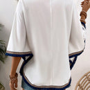 VCAY Blusa Con Cuello En V Y Decoracion De Flecos Con Estampado Local Para Mujer