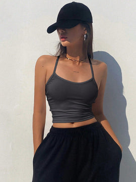 DAZY Top De Camisole Acanalado De Color Solido Ajustado