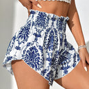 WYWH Shorts Elegantes Para Mujeres Estampados Con Plantas De Cintura Alta Al Estilo Resort