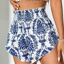 WYWH Shorts Elegantes Para Mujeres Estampados Con Plantas De Cintura Alta Al Estilo Resort