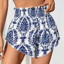 WYWH Shorts Elegantes Para Mujeres Estampados Con Plantas De Cintura Alta Al Estilo Resort