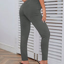 Pantalones casuales de traje negro de cintura alta para mujer con ajuste cenido y piernas anchas de 7-9cm