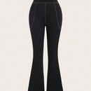 EZwear Pantalon Acampanado Con Costuras Vistas Y Cinturilla Ancha