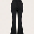 EZwear Pantalon Acampanado Con Costuras Vistas Y Cinturilla Ancha