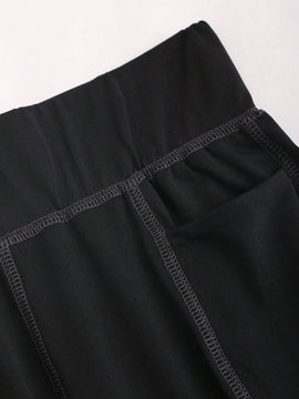 EZwear Pantalon Acampanado Con Costuras Vistas Y Cinturilla Ancha