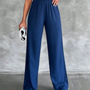Tall pantalones rectos de talla alta con cintura elastica solida