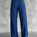 Tall pantalones rectos de talla alta con cintura elastica solida