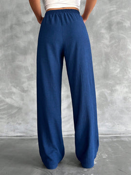 Tall pantalones rectos de talla alta con cintura elastica solida