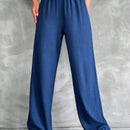 Tall pantalones rectos de talla alta con cintura elastica solida